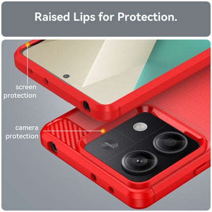 For Xiaomi Redmi Note 13 5G Brushed Texture Carbon Fiber TPU Phone Case(Red) - Note 13 Cases by buy2fix | Online Shopping UK | buy2fix