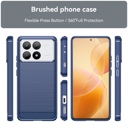 For Xiaomi Redmi K70E Brushed Texture Carbon Fiber TPU Phone Case(Blue) - K70E Cases by buy2fix | Online Shopping UK | buy2fix