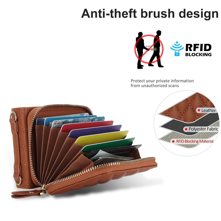 For Samsung Galaxy Z Flip5 Rhombic Texture Card Bag Phone Case with Dual Lanyard(Brown) - Galaxy Z Flip5 Cases by buy2fix | Online Shopping UK | buy2fix