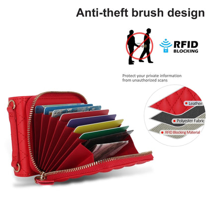 For Samsung Galaxy Z Flip4 Rhombic Texture Card Bag Phone Case with Dual Lanyard(Red) - Galaxy Z Flip4 5G Cases by buy2fix | Online Shopping UK | buy2fix