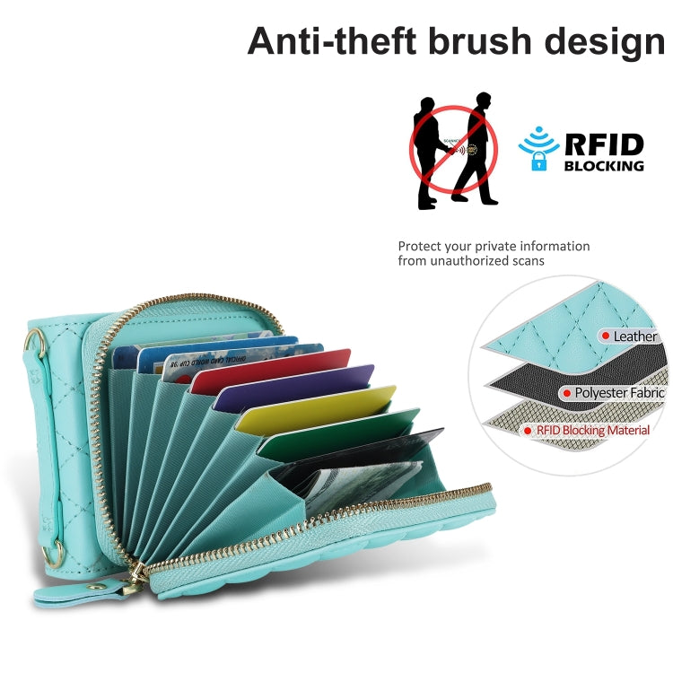 For Samsung Galaxy Z Flip6 Rhombic Texture Card Bag Phone Case with Dual Lanyard(Green) - Galaxy Z Flip6 5G Cases by buy2fix | Online Shopping UK | buy2fix