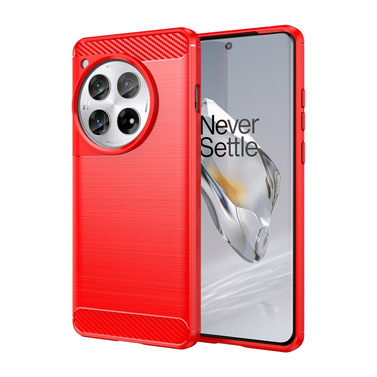 For OnePlus 12 Carbon Fiber Brushed Texture TPU Phone Case(Red) by buy2fix