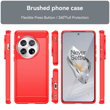 For OnePlus 12 Carbon Fiber Brushed Texture TPU Phone Case(Red) by buy2fix
