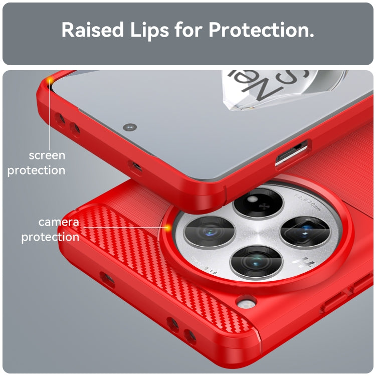 For OnePlus 12 Carbon Fiber Brushed Texture TPU Phone Case(Red) by buy2fix
