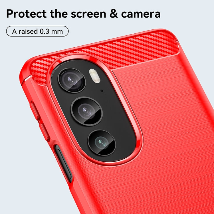 For Motorola Edge 30 Pro Brushed Texture Carbon Fiber TPU Phone Case(Red) - Motorola Cases by buy2fix | Online Shopping UK | buy2fix