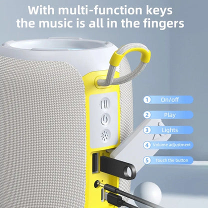 T&G TG655 Outdoor Portable TWS Wireless Bluetooth Speaker LED Light Stereo Subwoofer(Black) - Desktop Speaker by T&G | Online Shopping UK | buy2fix