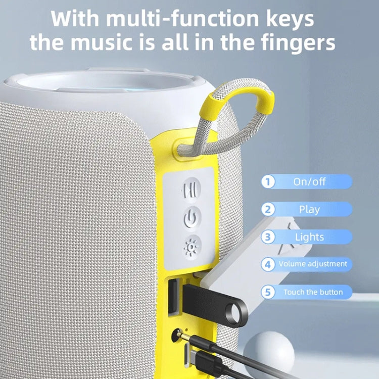 T&G TG655 Outdoor Portable TWS Wireless Bluetooth Speaker LED Light Stereo Subwoofer(Grey) - Desktop Speaker by T&G | Online Shopping UK | buy2fix