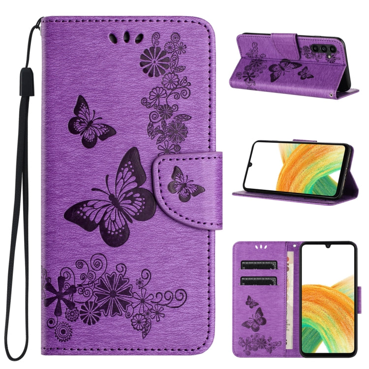 For Samsung Galaxy A24 / A25 5G Butterfly Embossed Flip Leather Phone Case(Purple) by buy2fix