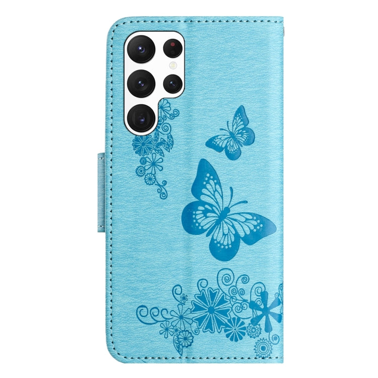 For Samsung Galaxy S24 Ultra 5G Butterfly Embossed Flip Leather Phone Case(Blue) by buy2fix