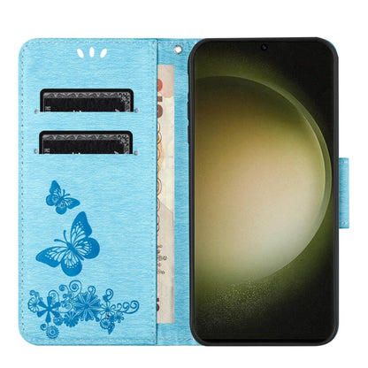 For Samsung Galaxy S24 Ultra 5G Butterfly Embossed Flip Leather Phone Case(Blue) by buy2fix