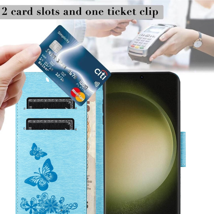 For Samsung Galaxy S24 Ultra 5G Butterfly Embossed Flip Leather Phone Case(Blue) by buy2fix