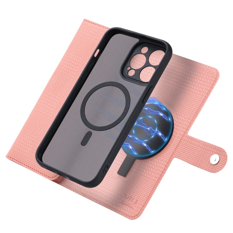 For iPhone 13 Pro ViLi GHB Series MagSafe Magnetic Zipper Leather Phone Case(Pink) - iPhone 13 Pro Cases by ViLi | Online Shopping UK | buy2fix