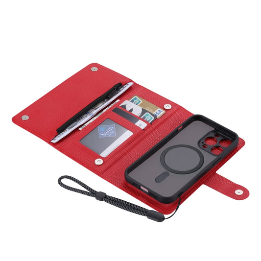 For iPhone 14 Plus ViLi GHB Series MagSafe Magnetic Zipper Leather Phone Case(Red) - iPhone 14 Plus Cases by ViLi | Online Shopping UK | buy2fix