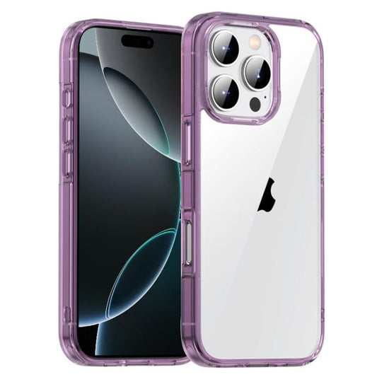 For iPhone 16 Pro iPAKY Aurora Series Shockproof PC + TPU Protective Phone Case(Transparent Purple) - iPhone 16 Pro Cases by iPAKY | Online Shopping UK | buy2fix
