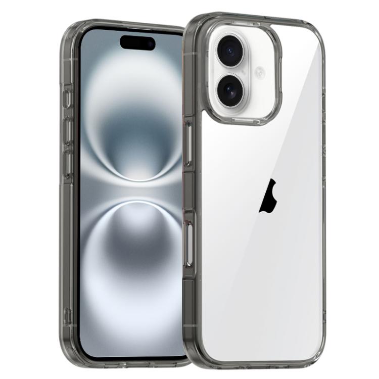 For iPhone 16 iPAKY Aurora Series Shockproof PC + TPU Protective Phone Case(Transparent Black) - iPhone 16 Cases by iPAKY | Online Shopping UK | buy2fix