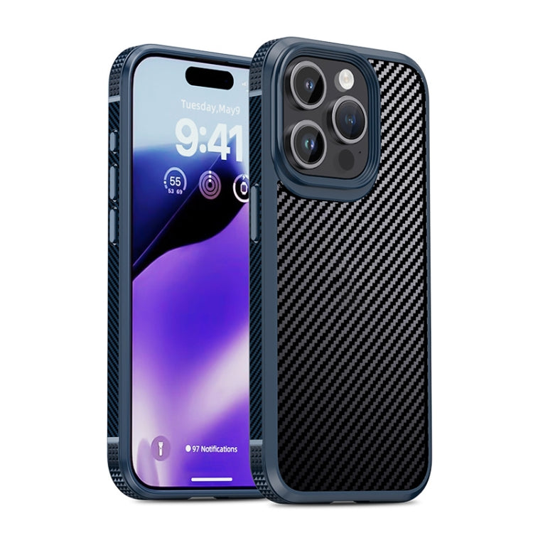 For iPhone 15 Pro iPAKY MG Series Carbon Fiber PC + TPU Protective Phone Case(Blue) - iPhone 15 Pro Cases by iPAKY | Online Shopping UK | buy2fix