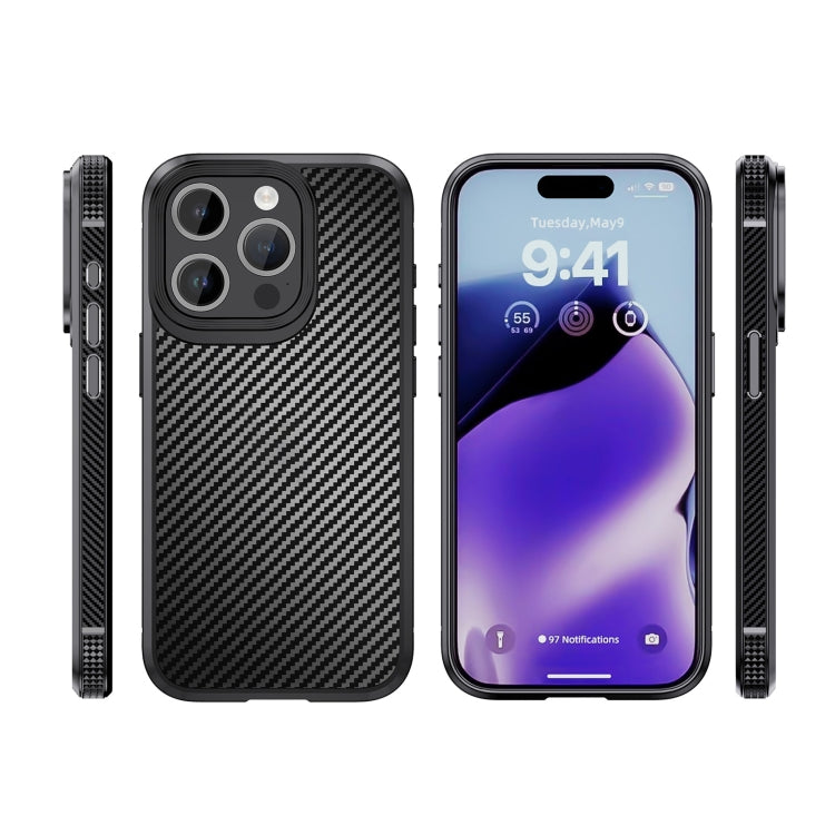 For iPhone 15 Pro iPAKY MG Series Carbon Fiber PC + TPU Protective Phone Case(Blue) - iPhone 15 Pro Cases by iPAKY | Online Shopping UK | buy2fix
