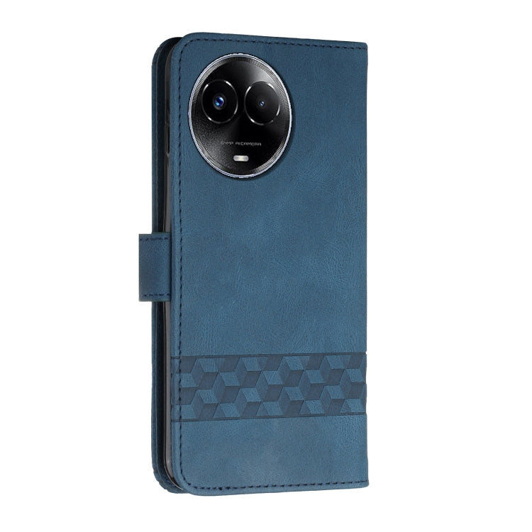 For Realme 11 Cubic Skin Feel Flip Leather Phone Case(Blue) - Realme Cases by buy2fix | Online Shopping UK | buy2fix