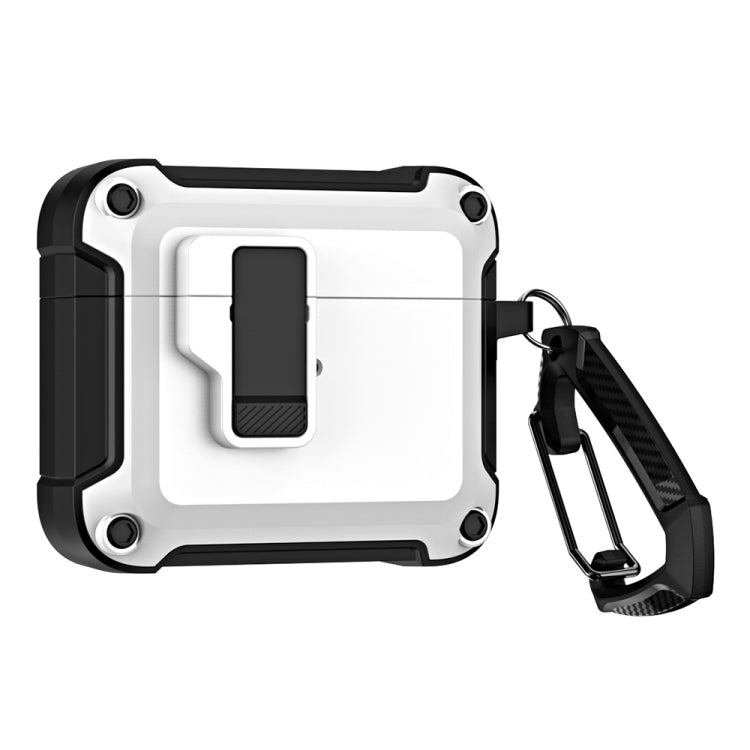 For AirPods 3 TPU + PC Wireless Bluetooth Earphone Protective Case with Switch Lock & Hook(White) - For AirPods 3 by buy2fix | Online Shopping UK | buy2fix