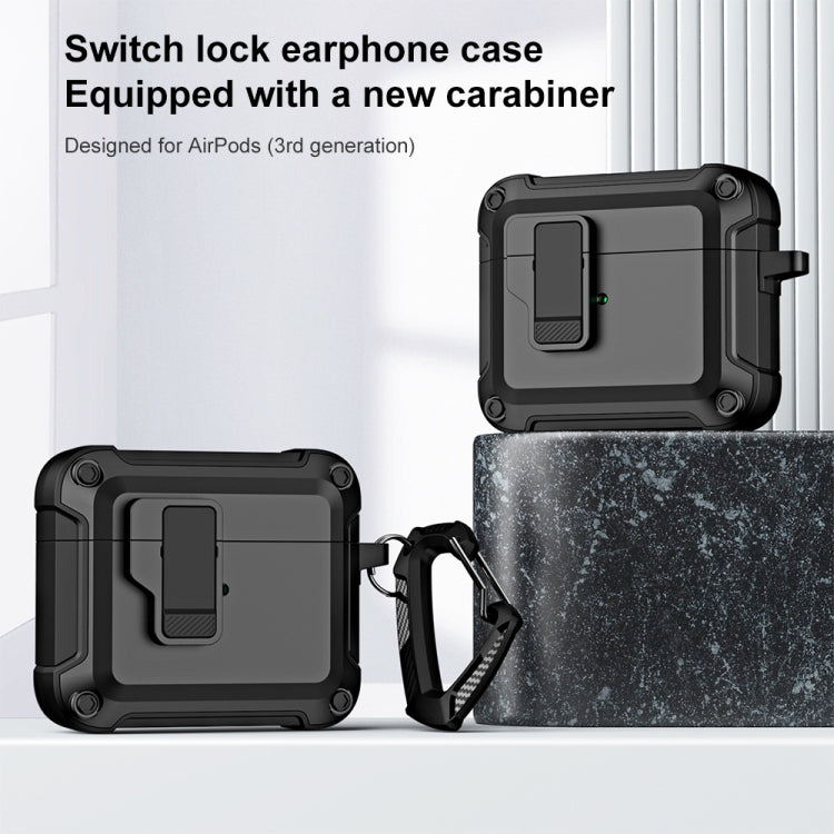 For AirPods 3 TPU + PC Wireless Bluetooth Earphone Protective Case with Switch Lock & Hook(Dark Green) - For AirPods 3 by buy2fix | Online Shopping UK | buy2fix