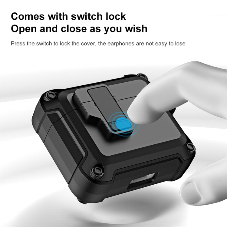 For AirPods 3 TPU + PC Wireless Bluetooth Earphone Protective Case with Switch Lock & Hook(Black) - For AirPods 3 by buy2fix | Online Shopping UK | buy2fix