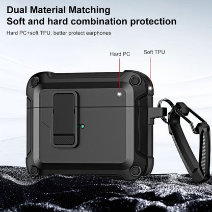 For AirPods 3 TPU + PC Wireless Bluetooth Earphone Protective Case with Switch Lock & Hook(Black) - For AirPods 3 by buy2fix | Online Shopping UK | buy2fix