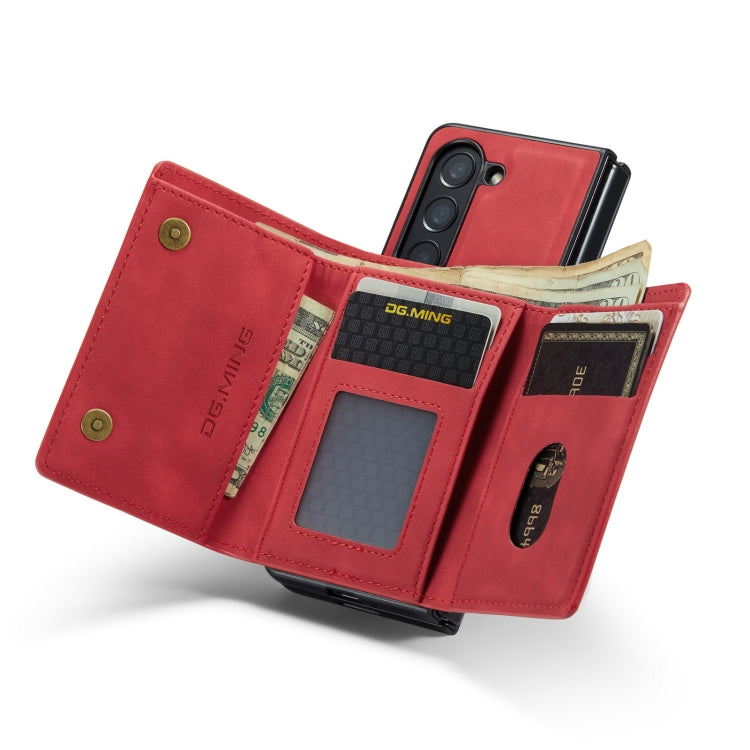 For Samsung Galaxy Z Fold5 DG.MING M1 Series 3-Fold Multi Card Wallet + Magnetic Phone Case(Red) by DG.MING