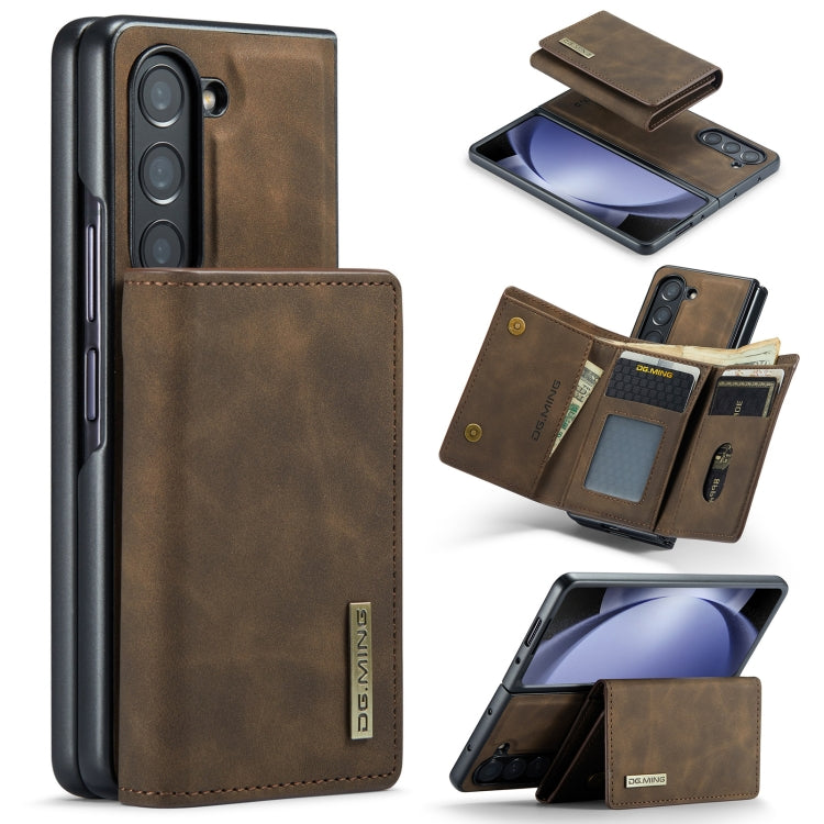 For Samsung Galaxy Z Fold5 DG.MING M1 Series 3-Fold Multi Card Wallet + Magnetic Phone Case(Coffee) by DG.MING