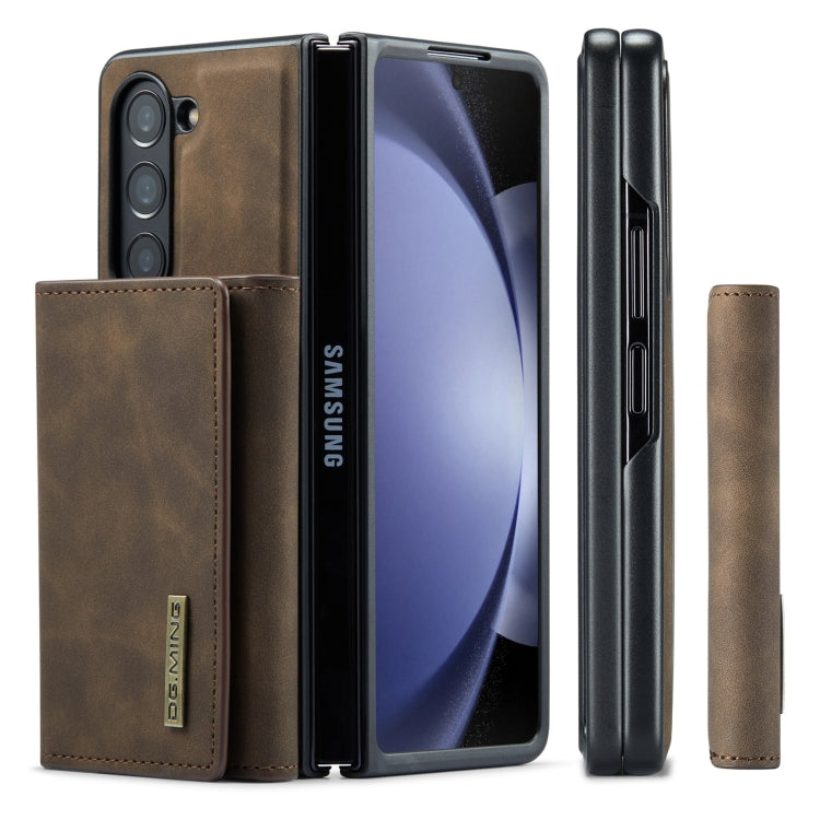 For Samsung Galaxy Z Fold5 DG.MING M1 Series 3-Fold Multi Card Wallet + Magnetic Phone Case(Coffee) by DG.MING