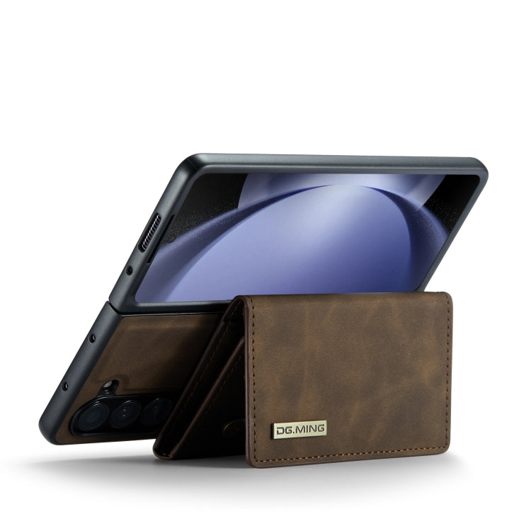 For Samsung Galaxy Z Fold5 DG.MING M1 Series 3-Fold Multi Card Wallet + Magnetic Phone Case(Coffee) by DG.MING