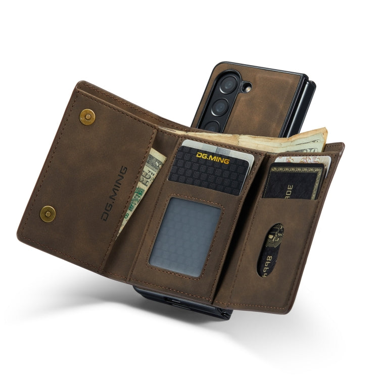 For Samsung Galaxy Z Fold5 DG.MING M1 Series 3-Fold Multi Card Wallet + Magnetic Phone Case(Coffee) by DG.MING