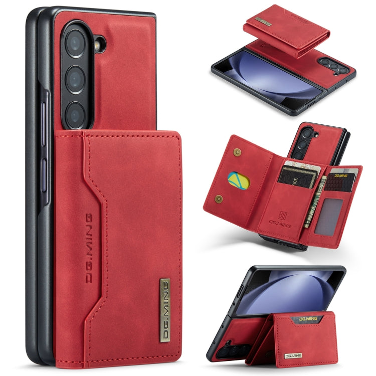 For Samsung Galaxy Z Fold5 DG.MING M2 Series 3-Fold Multi Card Bag + Magnetic Phone Case(Red) by DG.MING