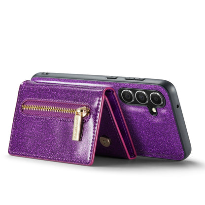 For Samsung Galaxy S23 FE 5G DG.MING M3 Series Glitter Powder Card Bag Leather Case(Dark Purple) by DG.MING