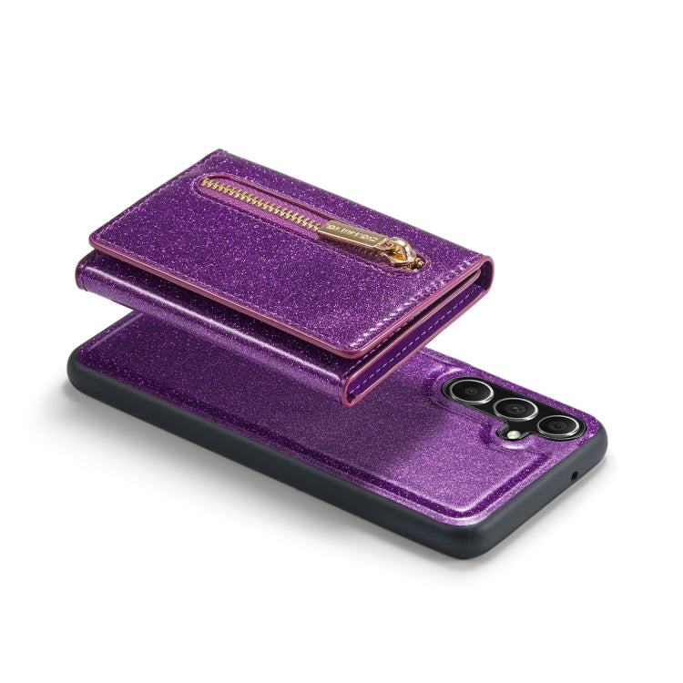 For Samsung Galaxy S23 FE 5G DG.MING M3 Series Glitter Powder Card Bag Leather Case(Dark Purple) by DG.MING