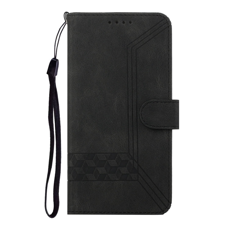 For iPhone 16e Cubic Skin Feel Flip Leather Phone Case(Black) by buy2fix