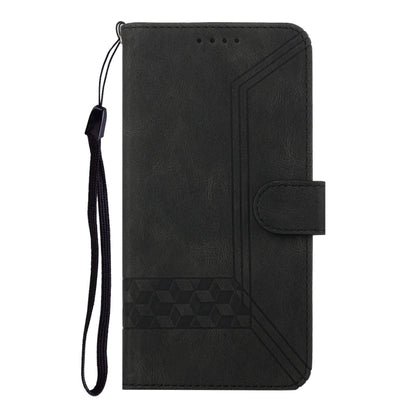 For iPhone 16e Cubic Skin Feel Flip Leather Phone Case(Black) by buy2fix