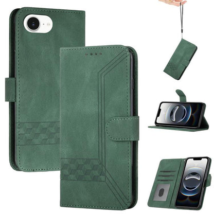 For iPhone 16e Cubic Skin Feel Flip Leather Phone Case(Green) by buy2fix