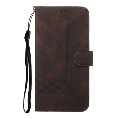 For iPhone 16e Cubic Skin Feel Flip Leather Phone Case(Brown) by buy2fix