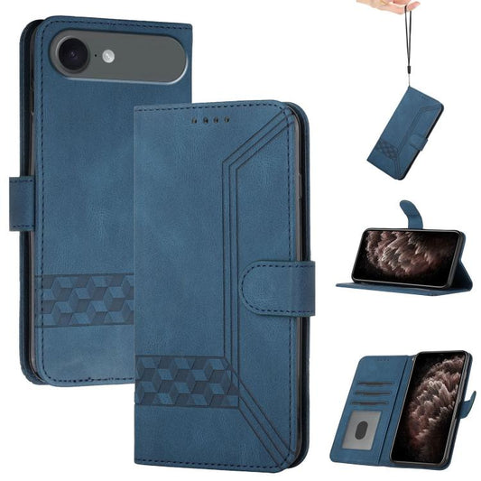 For iPhone 17 Air Cubic Skin Feel Flip Leather Phone Case(Blue) - iPhone 17 Air Cases by buy2fix | Online Shopping UK | buy2fix