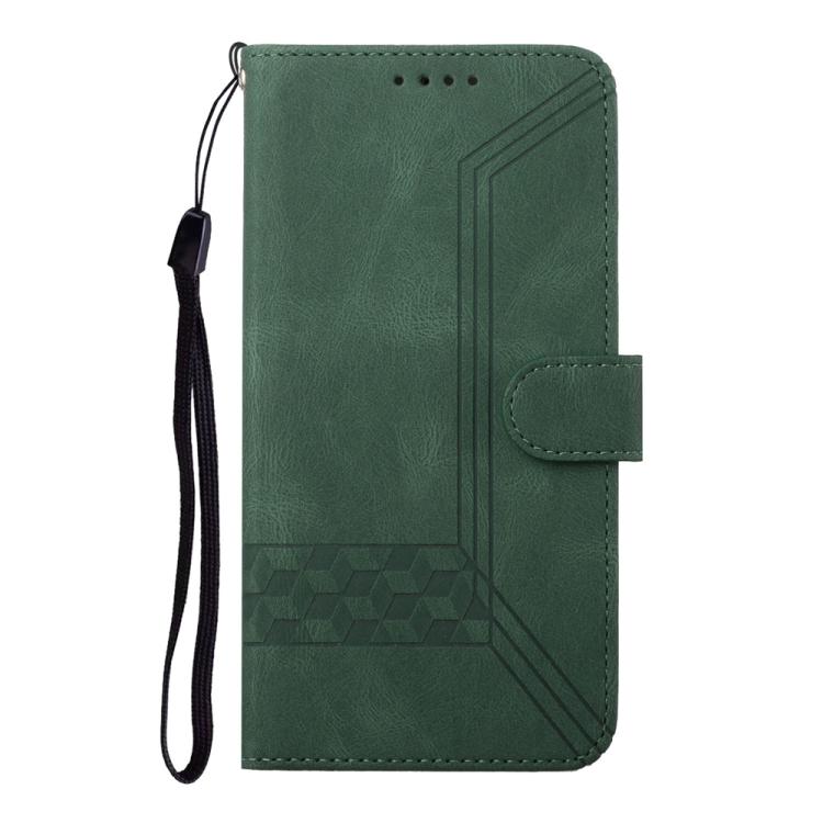 For iPhone 17 Air Cubic Skin Feel Flip Leather Phone Case(Green) - iPhone 17 Air Cases by buy2fix | Online Shopping UK | buy2fix