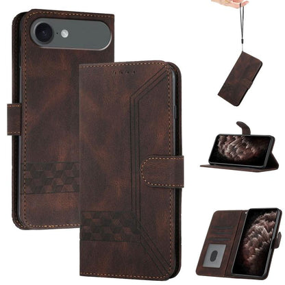 For iPhone Air Cubic Skin Feel Flip Leather Phone Case(Brown) - iPhone Air Cases by buy2fix | Online Shopping UK | buy2fix