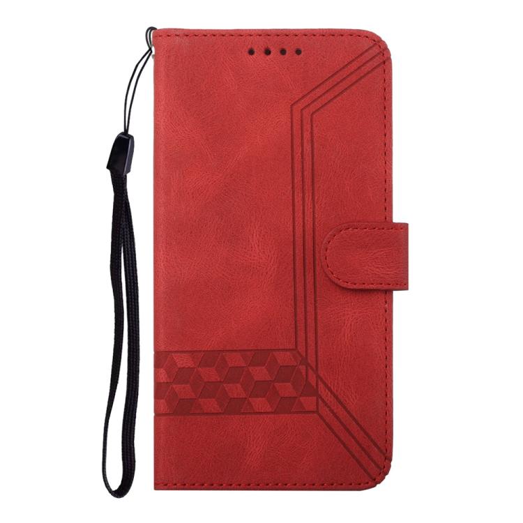 For iPhone 17 Air Cubic Skin Feel Flip Leather Phone Case(Red) - iPhone 17 Air Cases by buy2fix | Online Shopping UK | buy2fix