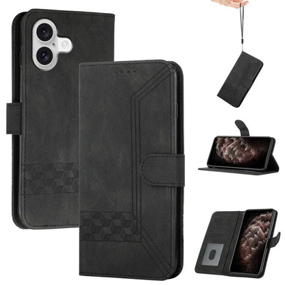 For iPhone 17 Cubic Skin Feel Flip Leather Phone Case(Black) - iPhone 17 Cases by buy2fix | Online Shopping UK | buy2fix