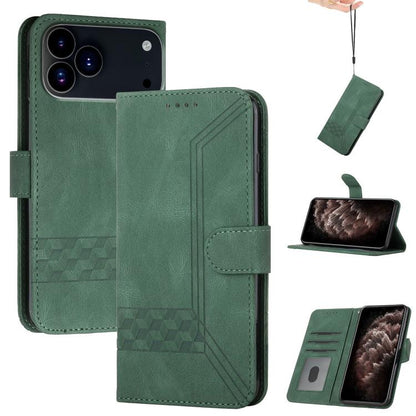 For iPhone 17 Pro Max Cubic Skin Feel Flip Leather Phone Case(Green) - iPhone 17 Pro Max Cases by buy2fix | Online Shopping UK | buy2fix