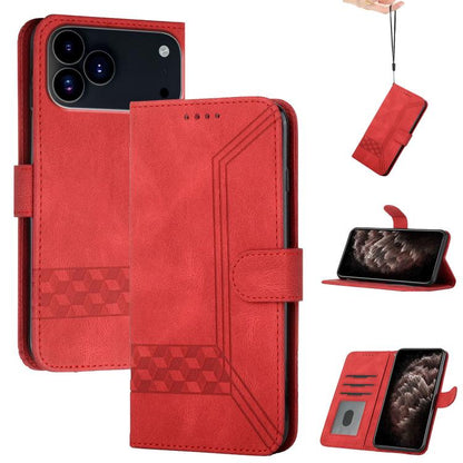 For iPhone 17 Pro Max Cubic Skin Feel Flip Leather Phone Case(Red) - iPhone 17 Pro Max Cases by buy2fix | Online Shopping UK | buy2fix