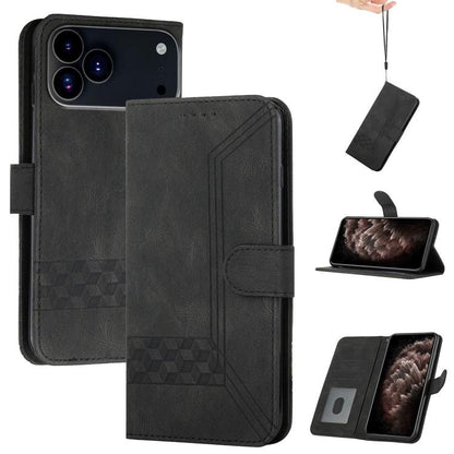 For iPhone 17 Pro Cubic Skin Feel Flip Leather Phone Case(Black) - iPhone 17 Pro Cases by buy2fix | Online Shopping UK | buy2fix