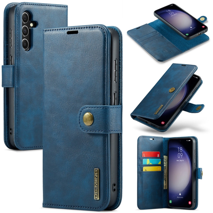 For Samsung Galaxy S23 FE 5G DG.MING Crazy Horse Texture Detachable Magnetic Leather Case(Blue) by DG.MING