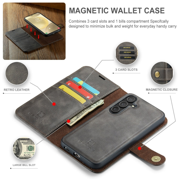 For Samsung Galaxy S24 5G DG.MING Crazy Horse Texture Detachable Magnetic Leather Case(Grey) - Galaxy S24 5G Cases by DG.MING | Online Shopping UK | buy2fix