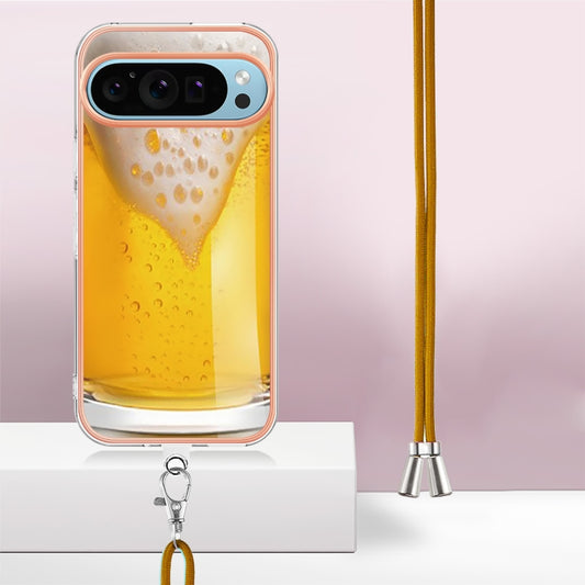 For Google Pixel 9 / 9 Pro Electroplating Dual-side IMD Phone Case with Lanyard(Draft Beer) by buy2fix