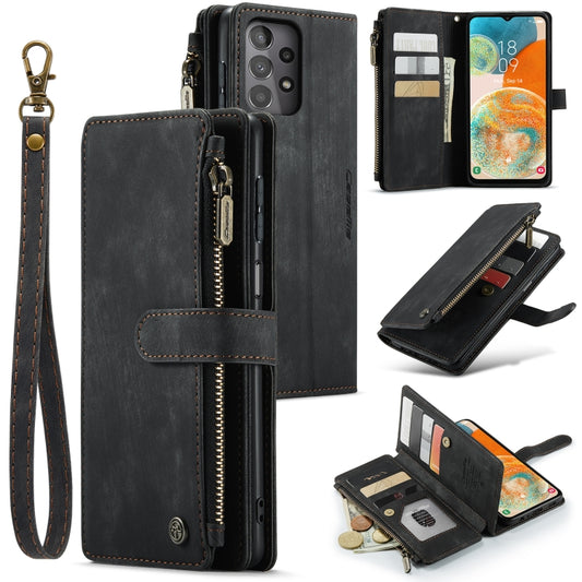 For Samsung Galaxy A23 CaseMe C30 Card Slots Zipper Wallet Leather Phone Case(Black) by CaseMe